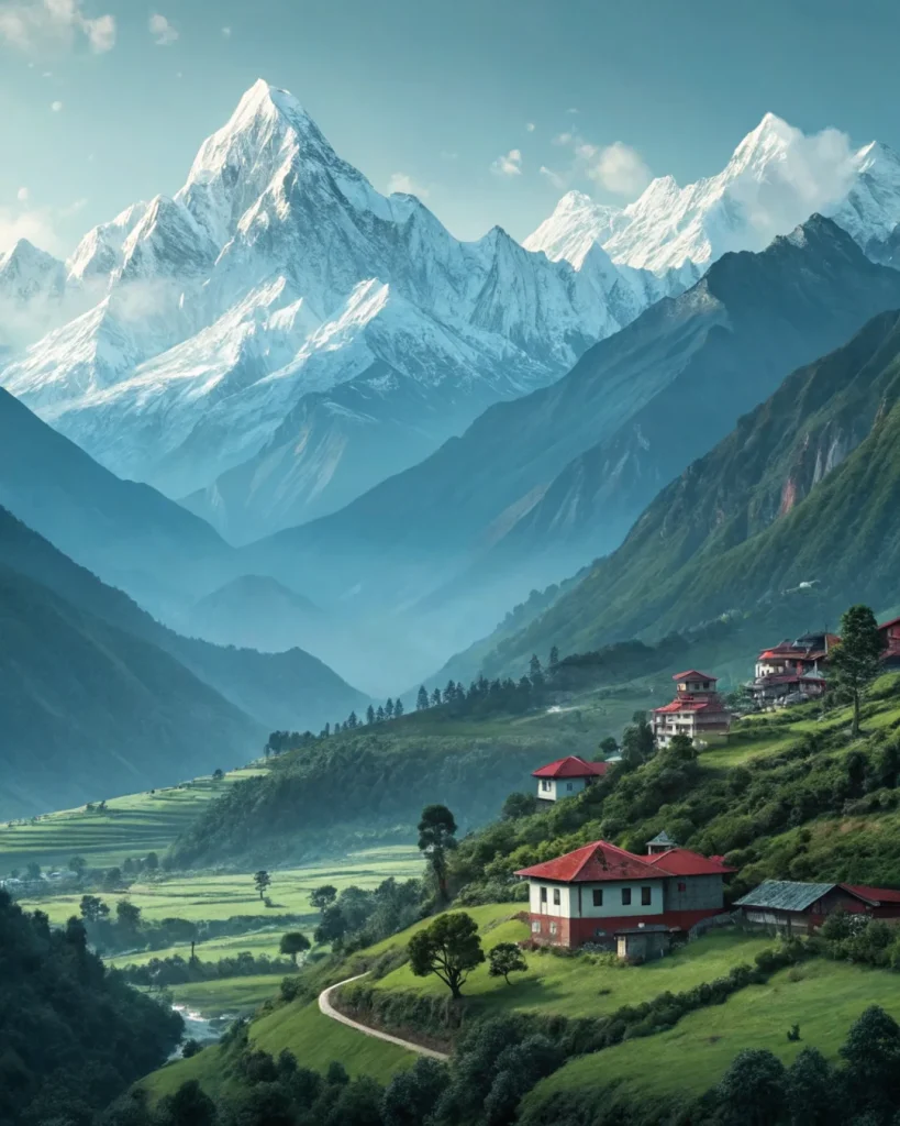 Himalayan mountain landscape in Nepal